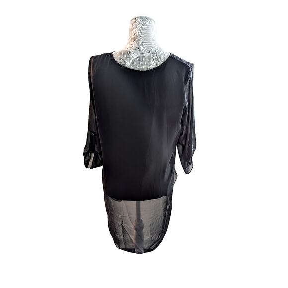 Vince Camato Butterfly Flutter Sleeve Shirt in Black Size Small - Picture 2 of 5